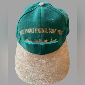 Vintage Trooper Hat Military Ocean Terminal Sunny Point EMB Green Suede Brim